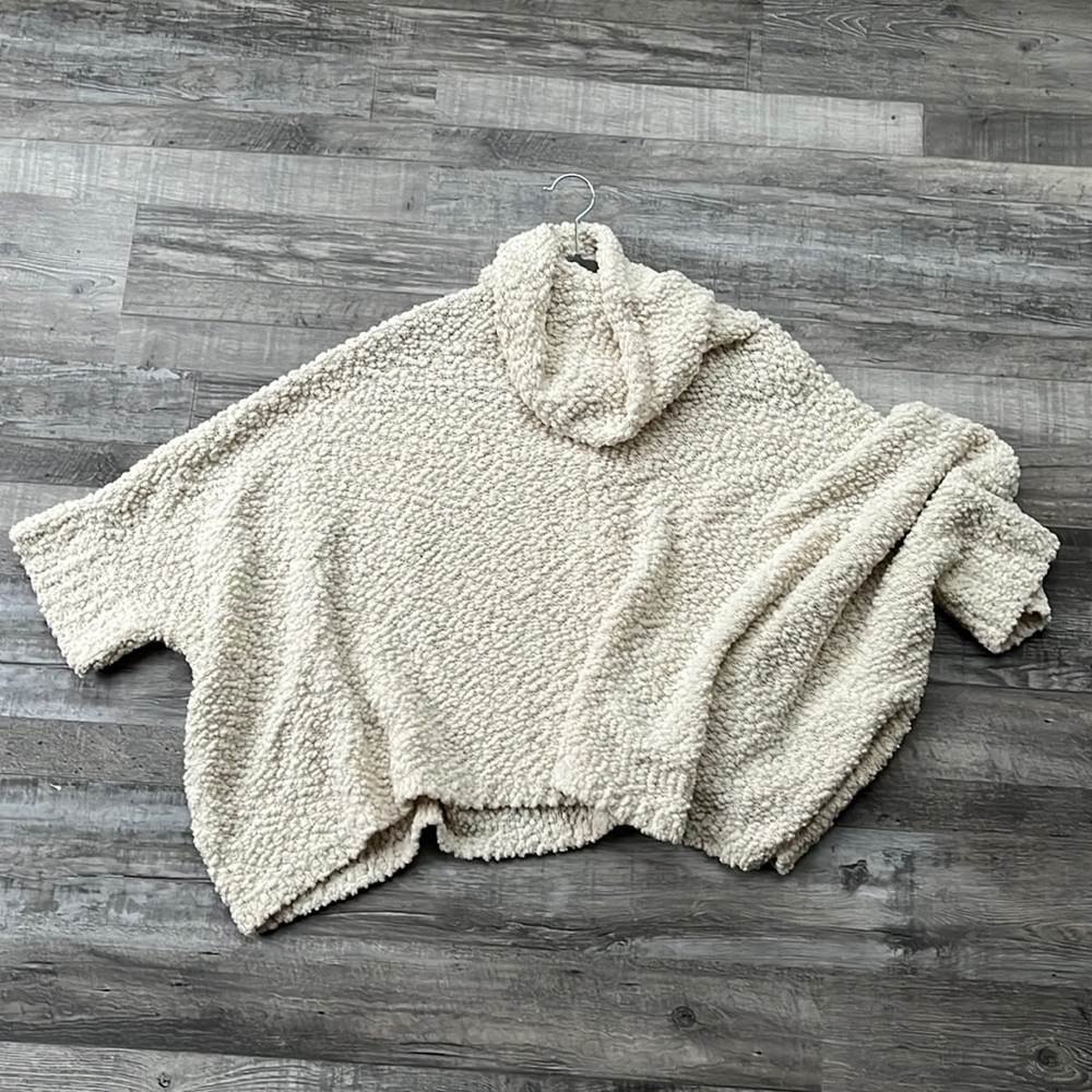 Cream Turtle Neck Poncho Sweater